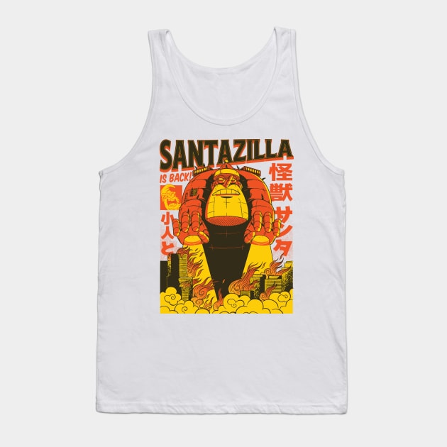 Santazilla Christmas Gift Tee Perfect for Holiday Season and Christmas Lovers Tank Top by anubis1986